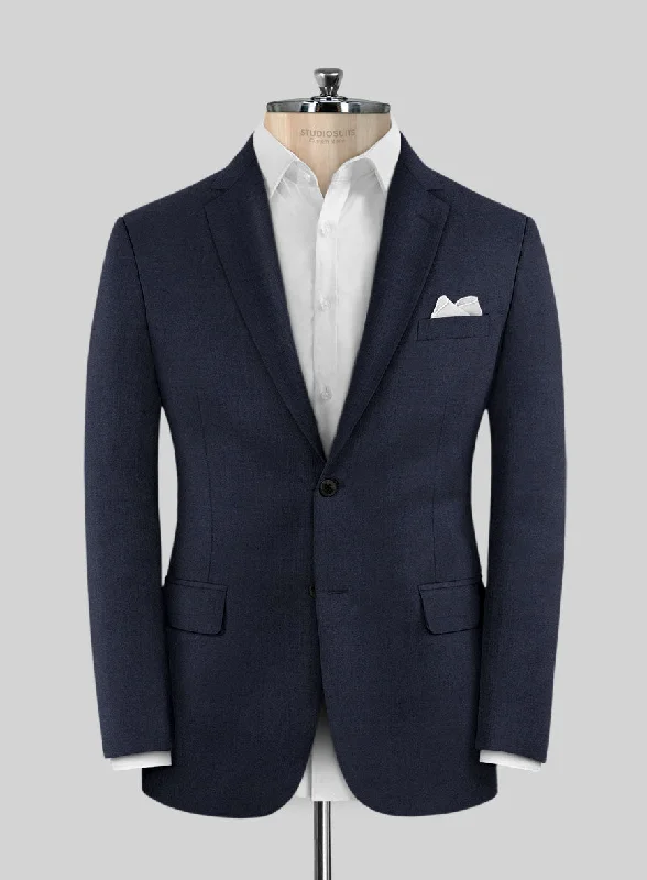 Scabal Londoner Mirage Blue Wool Jacket Welt Pockets Slit Pockets Flap Pockets