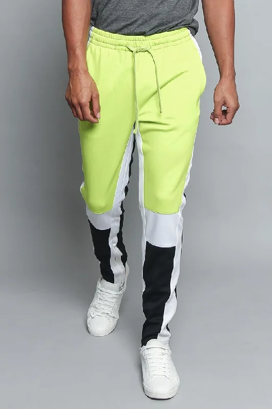 Tri Colored Color Blocked Track Pants Elegant Palazzo Trousers