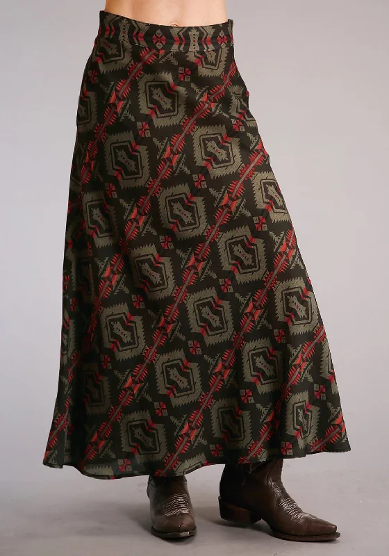 Stetson Womens Flat Weave Blanket Brown/Red 100% Rayon Skirt wool skirt thick