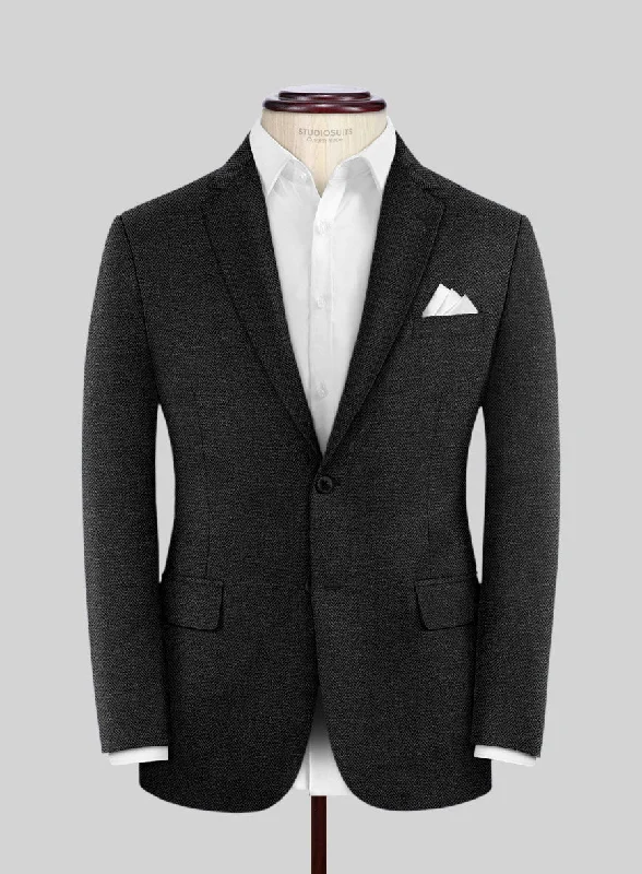 Scabal Charcoal Herringbone Wool Jacket Fleece Jacket Down Jacket Feather Jacket