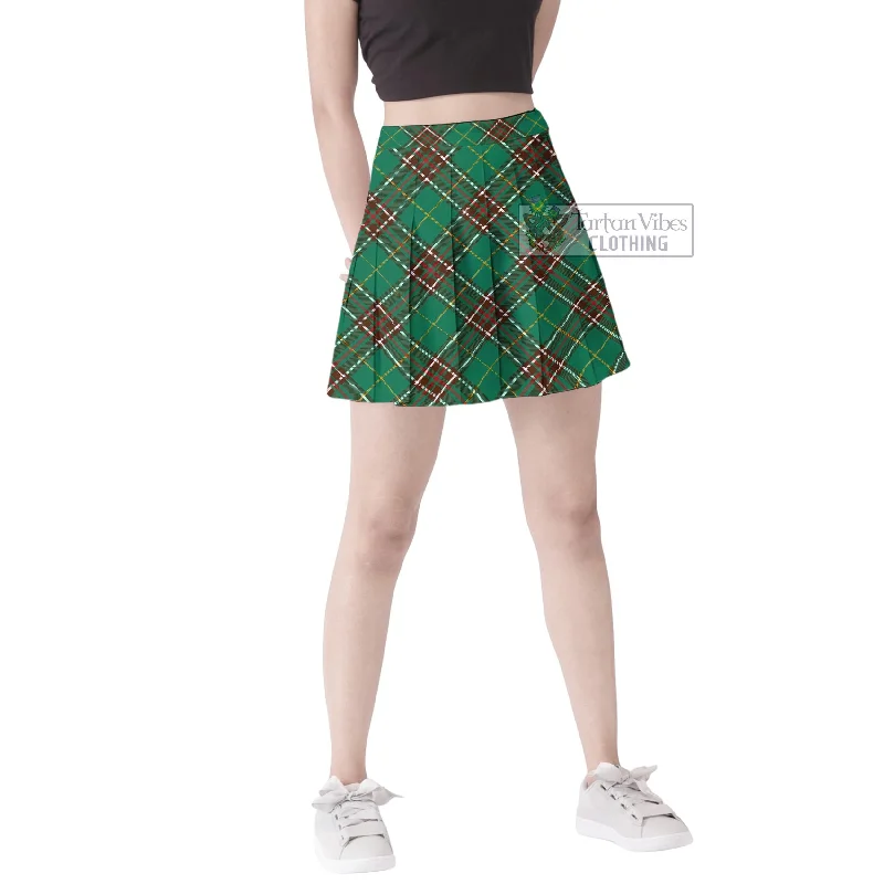 Newfoundland And Labrador Province Canada Tartan Women's Plated Mini Skirt Cross Style spandex blend skirt