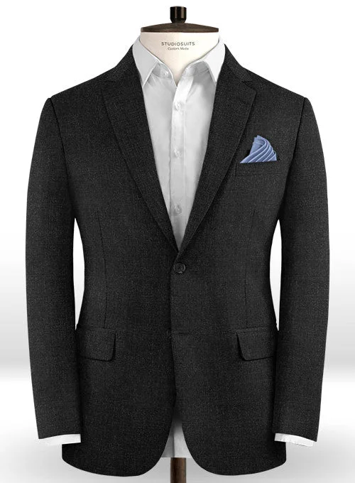 Scabal Worsted Dark Charcoal Wool Jacket Cotton Fabric Linen Fabric Terry Fabric