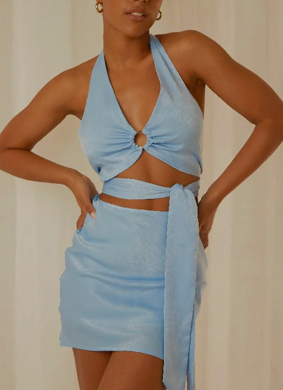 Weekend Plans Mini Skirt - Sky lace skirt feminine