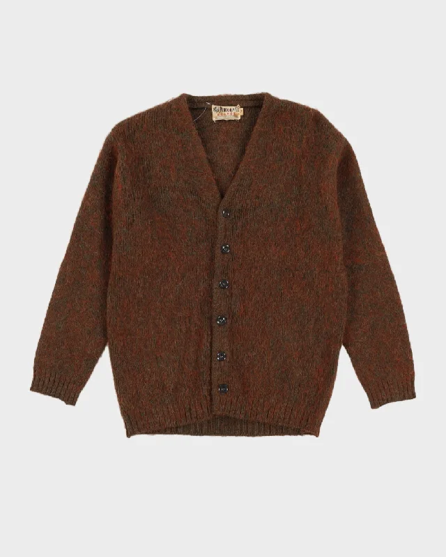 Vintage 1960s Green Knitted Cardigan - S Cashmere Blend Cotton Blend Poly Blend