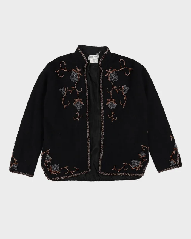 Black Sequin Detailed Knitted Cardigan - S Houndstooth Herringbone Solid