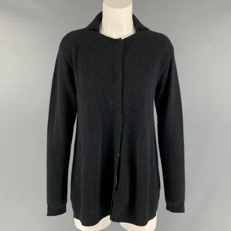 JARBO Size S Black Wool Blend Solid Hidden Snaps Cardigan Stylish Fashionable Trendy