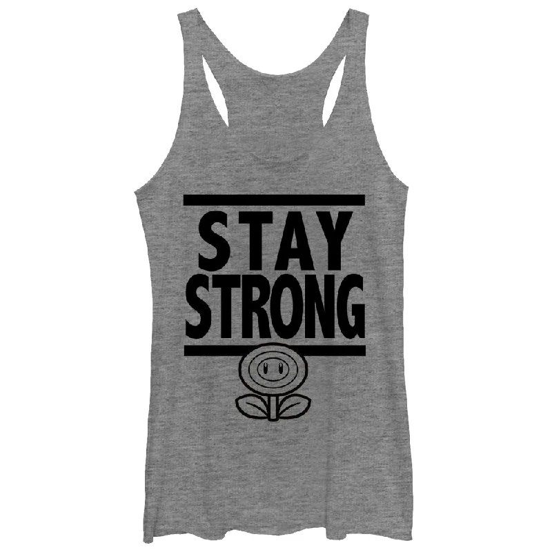 Women's Nintendo Mario Stay Strong Racerback Tank Top off shoulder tank