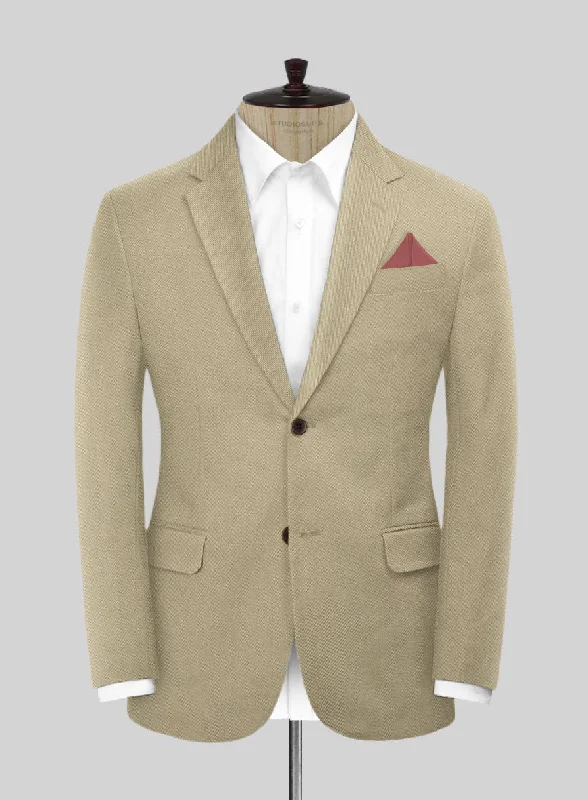 Scabal Sand Beige Cotton Stretch Jacket Elasticated Jacket Padded Jacket Insulated Jacket