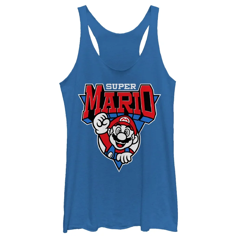 Women's Nintendo Team Super Mario Emblem Racerback Tank Top navy tank top