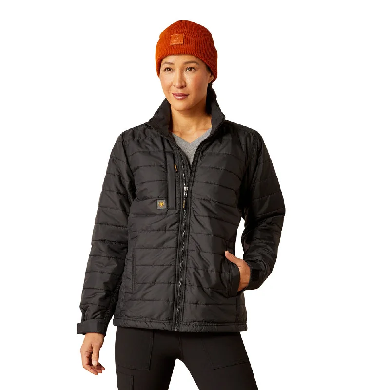 10052029 Ariat Women's Rebar Cordura Ripstop Lightweight Insulated Jacket - Black Snapped Jacket Toggled Jacket Drawstring Jacket