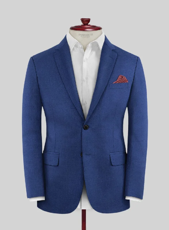 Scabal Londoner Cobalt Blue Wool Jacket Satin Jacket Silk Jacket Chiffon Jacket