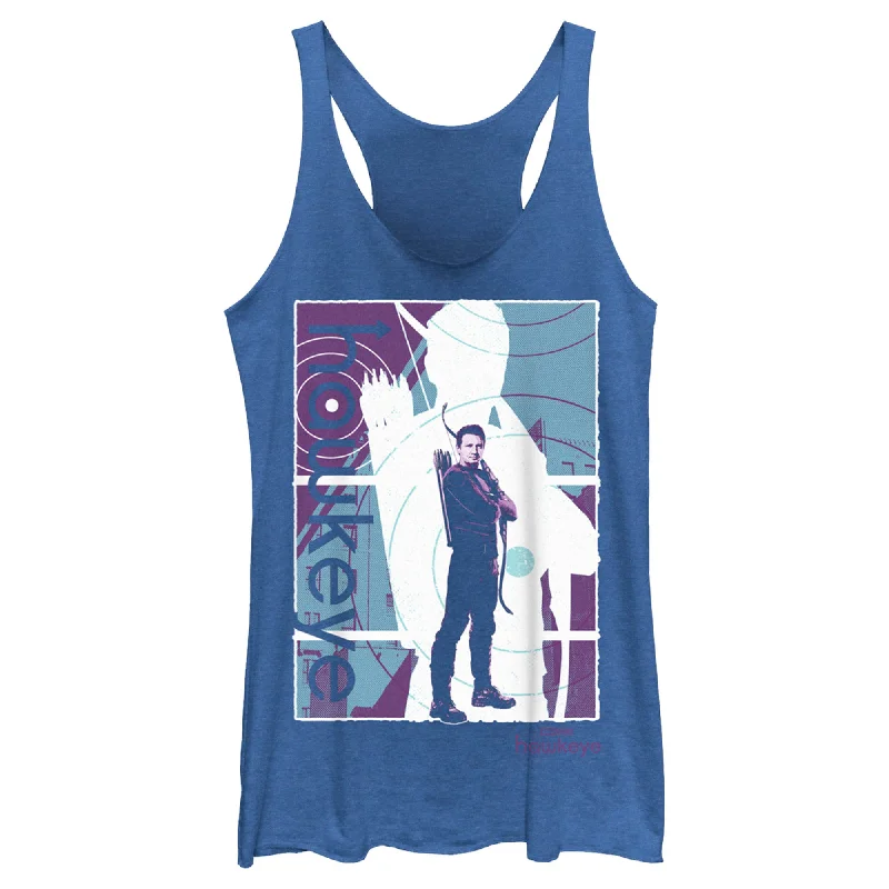 Women's Marvel Hawkeye Purple Poster Racerback Tank Top layering tank top