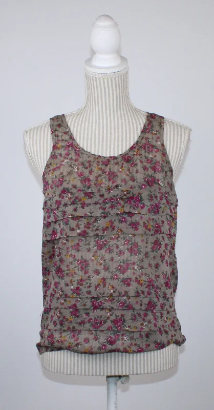 RED BERRY TAN ROSE TANK TOP LADIES MEDIUM PRE-LOVED loose fit tank