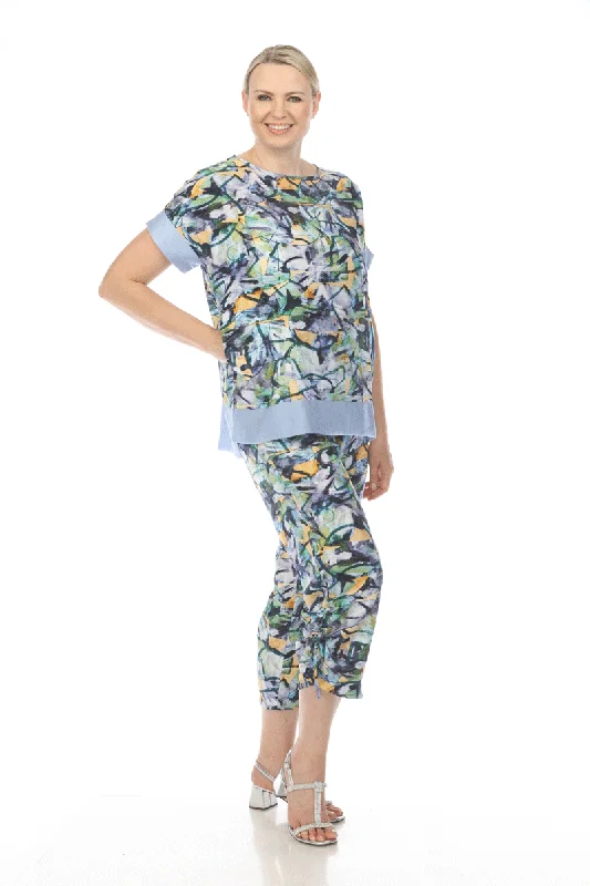 Terra Abstract Floral Ankle Pant Comfortable Denim Pants