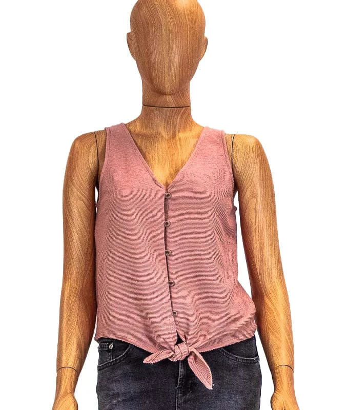 Textured Button Down Tank peekaboo tank top