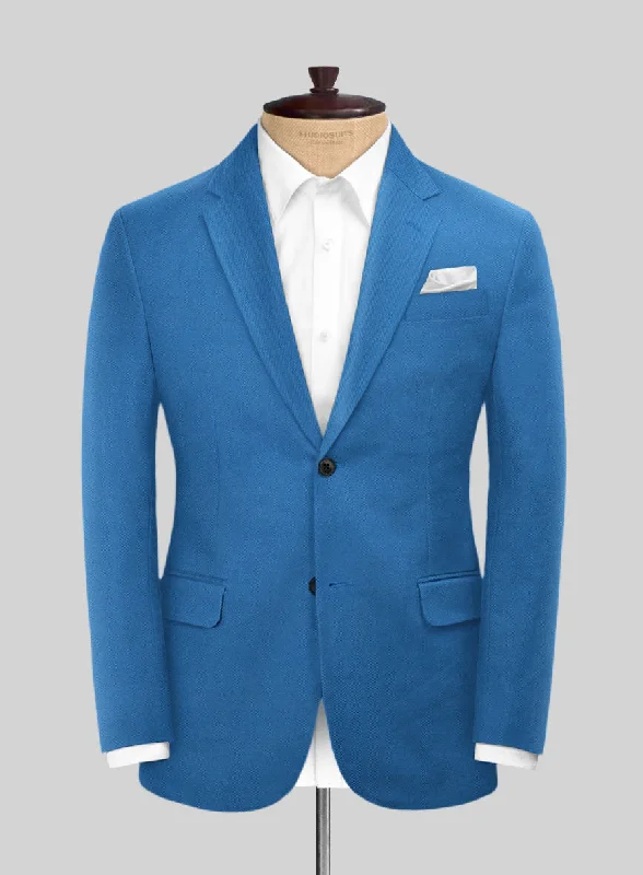 Scabal Crystal Blue Cotton Stretch Jacket Fitted Jacket Loose Jacket Oversized Jacket