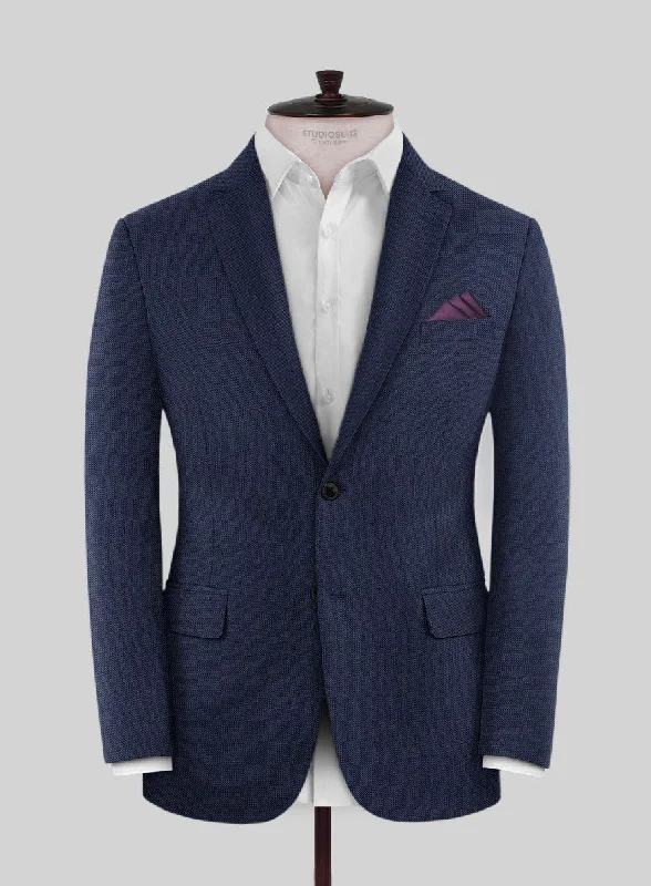 Scabal Tornado Oili Blue Wool Jacket Appliqued Jacket Beaded Jacket Sequined Jacket