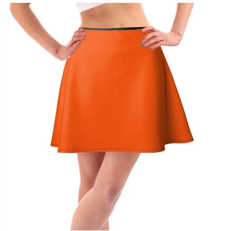 Jina Orange Skater Skirt - Mini or Knee Length denim skirt classic