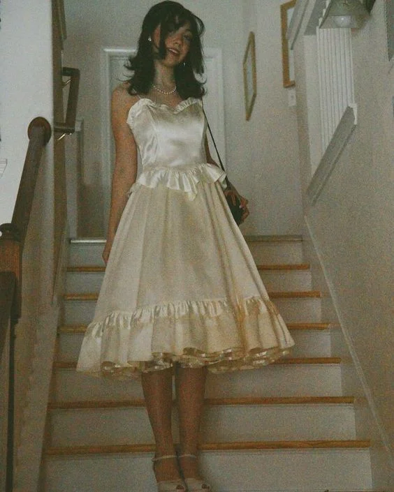 Cifeeo-back to school outfits Vintage 18th Birthday A Line Spaghetti Straps Satin Homecoming Dresses Knee Length Party Dress C2983 Tunics Gym athletic Cifeeo-back to school outfits Vintage 18th Birthday A Line Spaghetti Straps Satin Homecoming Dresses Knee Length Party Dress C2983 Tunics Gym athletic