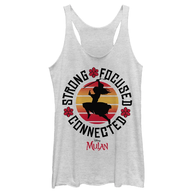 Women's Mulan Strong Focused Mantra Racerback Tank Top bronze tank top