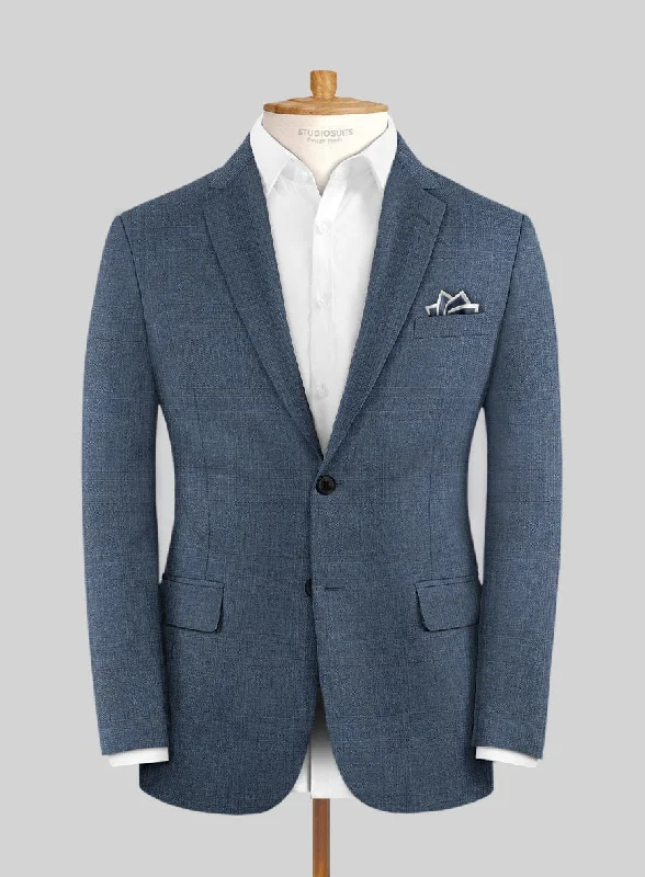 Scabal Londoner Blasi Checks Blue Wool Jacket Lace Jacket Ribbed Jacket Sequined Jacket