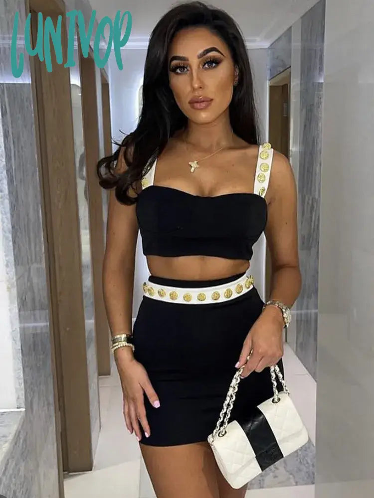 Lunivop Women Summer Sexy Tank Backless Button Patchwork Mini Bodycon Bandage Skirt Set Knitted Elegant Evening Club Party Dress Mermaid Tail Wedding Lunivop Women Summer Sexy Tank Backless Button Patchwork Mini Bodycon Bandage Skirt Set Knitted Elegant Evening Club Party Dress Mermaid Tail Wedding
