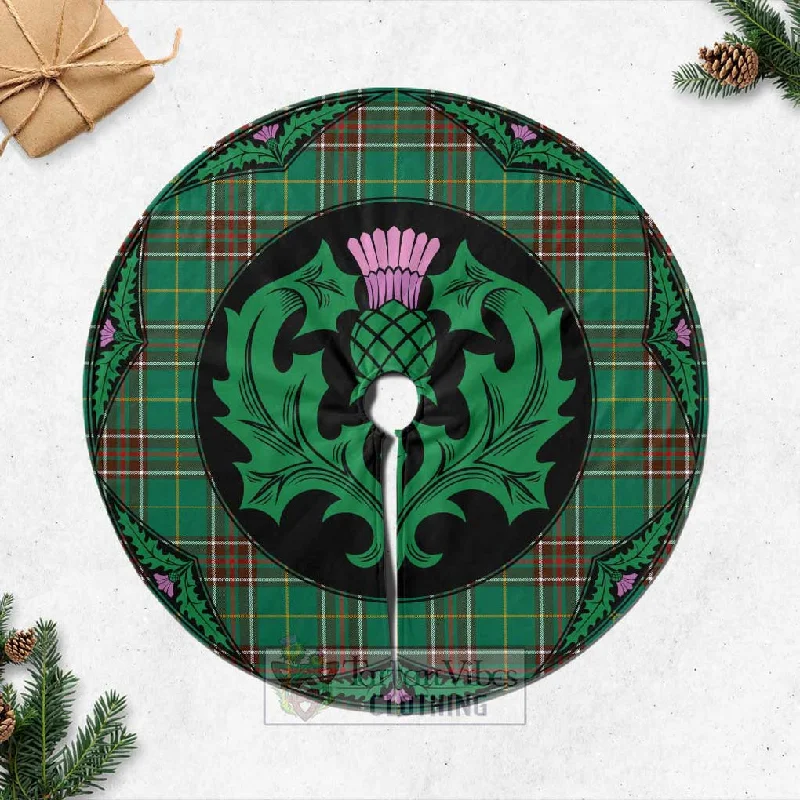 Newfoundland And Labrador Province Canada Tartan Christmas Tree Skirt Scottish Thistle Style linen skirt light