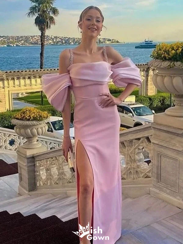 Elegant Pink Beaded Side Slit Sheath Long Party Dress Prom Dresses ,WGP1024 Tunics Timeless classic