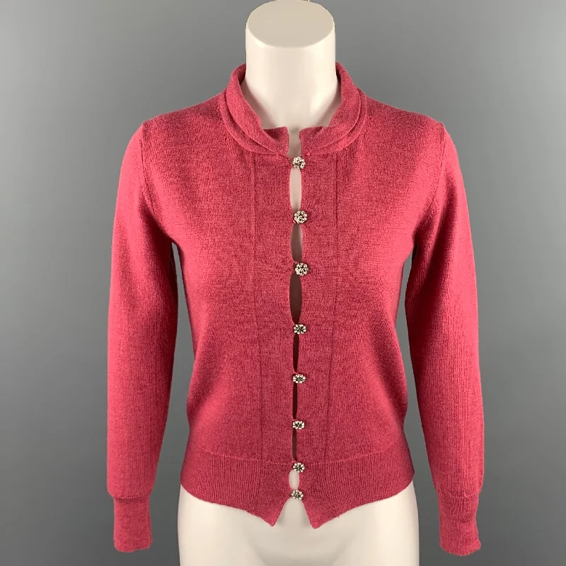 KULSON Size S Raspberry Knitted Cashmere Cardigan Lightweight Heavyweight Midweight