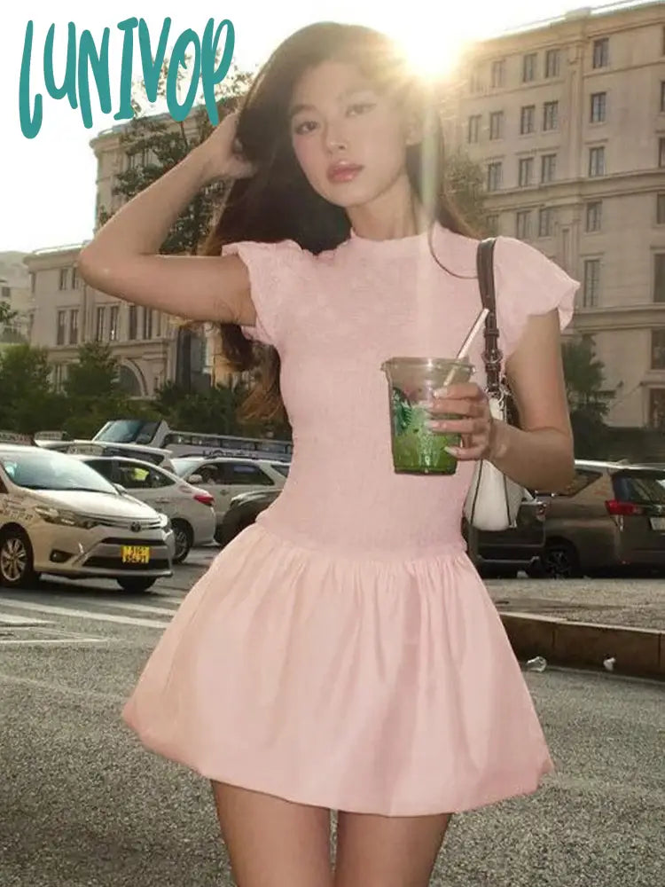 Lunivop Lace Splice Bud Mini Dress For Women Short Sleeved Solid Sexy Through Slim Folds Dress Female Sweet Birthday Party Dress Tunics Floral girly Lunivop Lace Splice Bud Mini Dress For Women Short Sleeved Solid Sexy Through Slim Folds Dress Female Sweet Birthday Party Dress Tunics Floral girly