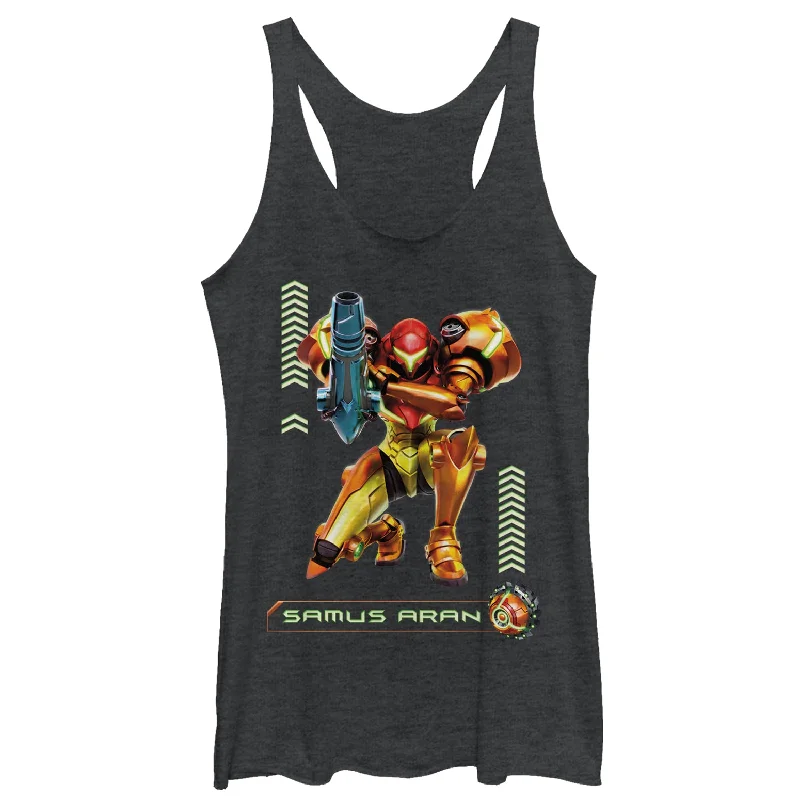 Women's Nintendo Metroid Samus Pose Racerback Tank Top peach tank top
