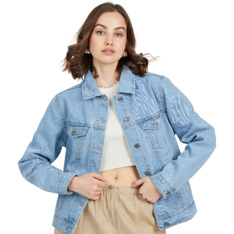 Brave Soul Bloom Denim Jacket - Light Wash Wool Fabric Cashmere Fabric Tweed Fabric