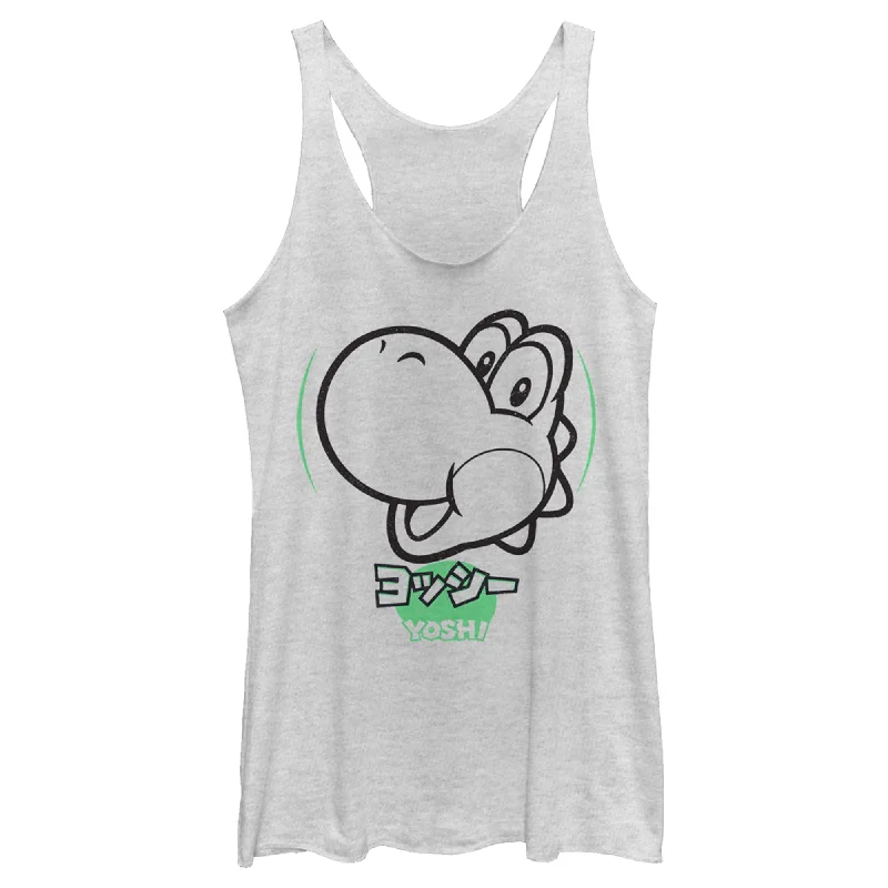 Women's Nintendo Super Mario Yoshi Kanji Racerback Tank Top soft tank top