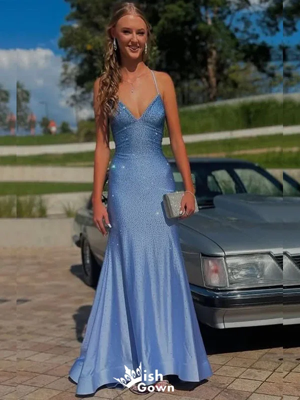 Gorgeous Blue Spaghetti Straps V Neck Lace up Back Mermaid Long Party Dress Prom Dresses,WGP1009 Tunics Practical easy-care Gorgeous Blue Spaghetti Straps V Neck Lace up Back Mermaid Long Party Dress Prom Dresses,WGP1009 Tunics Practical easy-care