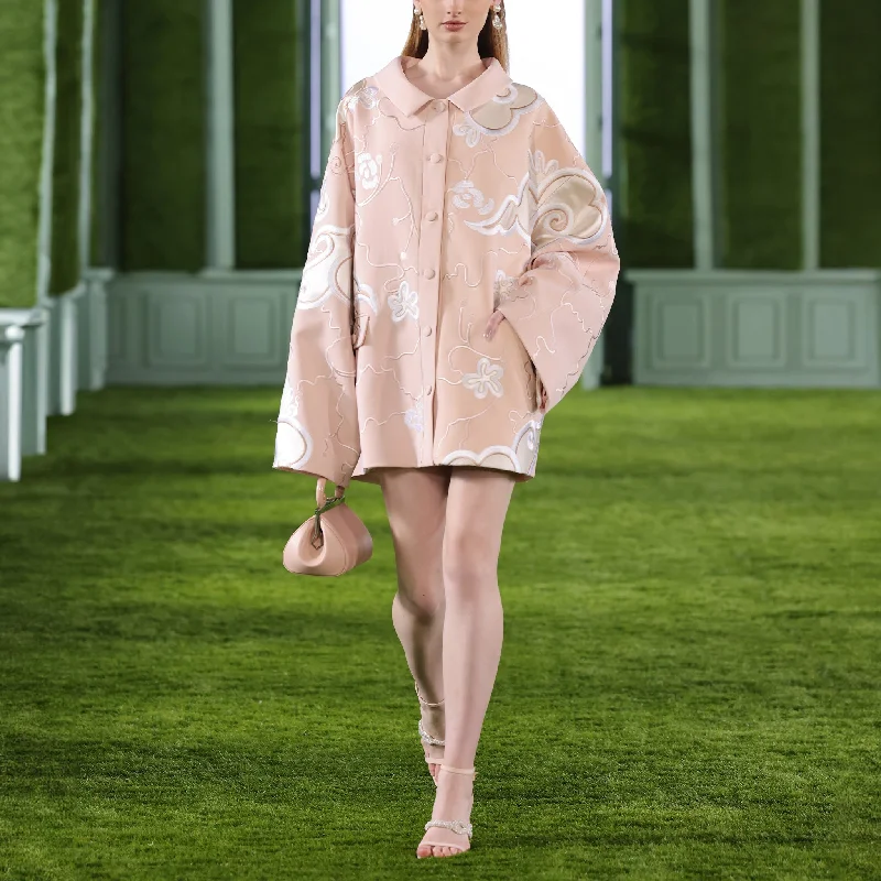 Thread Embroidered Oversized Crepe Jacket Appliqued Jacket Beaded Jacket Sequined Jacket