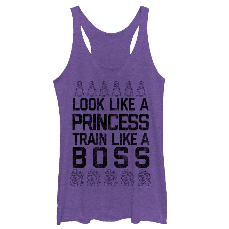 Women's Nintendo Princess Peach Train Like Boss Racerback Tank Top cold shoulder tank
