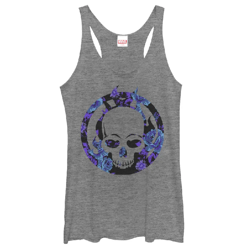 Women's Marvel Ghost Rider Floral Print Racerback Tank Top navy tank top