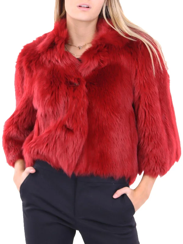 Womens Fur Reversible Cropped Jacket Faux Fur Fabric Real Fur Fabric Shearling Fabric