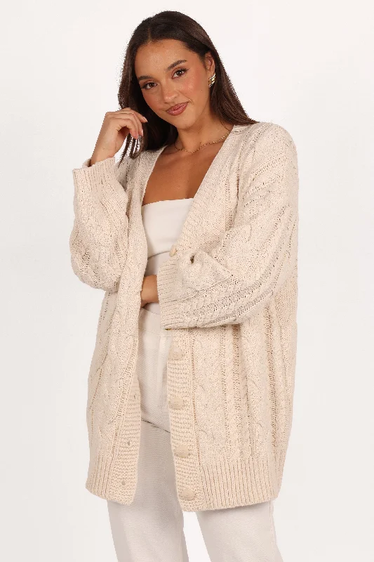 Monique Cardigan - Cream Mesh Fabric Canvas Fabric Denim Fabric