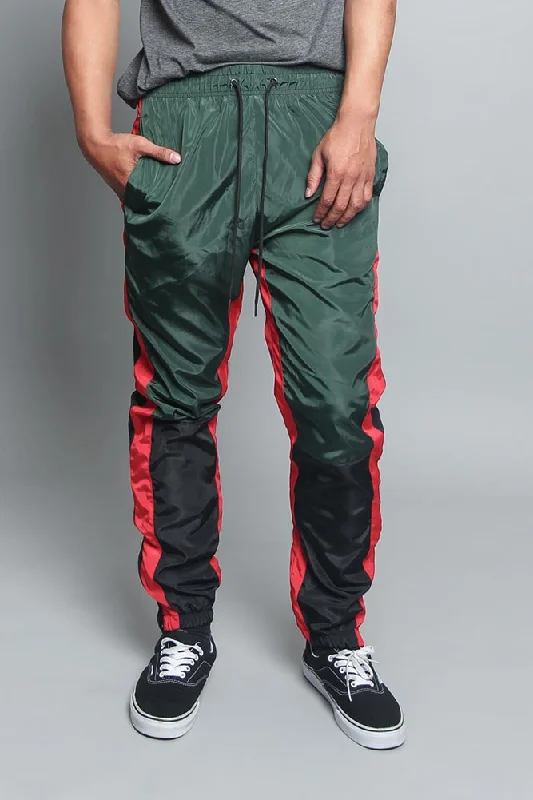Tri Color Windbreaker Track Pants Warm Wool Trousers