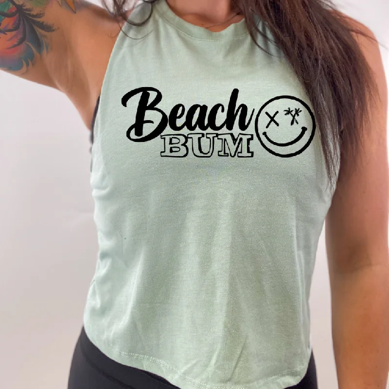 Salty Savage Ladies "BEACH BUM" Flowy Racerback Crop Tank comfortable tank top