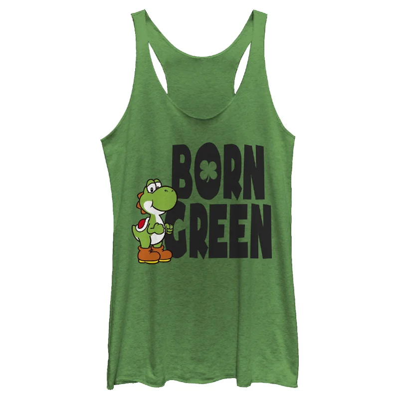 Women's Nintendo Super Mario Yoshi St. Patrick's Born Racerback Tank Top gym tank top