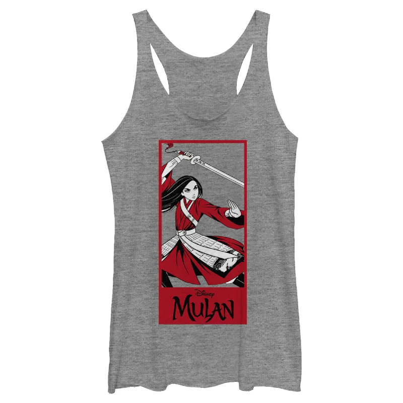 Women's Mulan Warrior Pose Racerback Tank Top sequin tank top