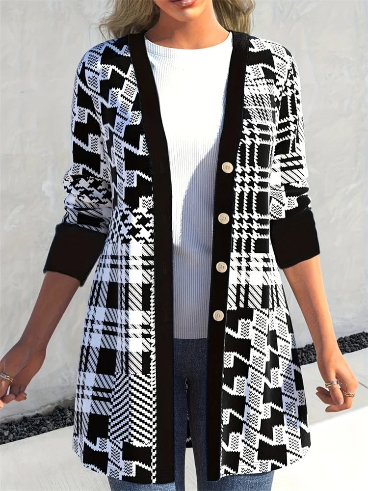 Plus-size spring and summer new women's casual fashion cardigan long-sleeved jacket, plus-size women's clothing Cashmere Blend Cotton Blend Poly Blend