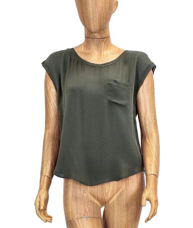 Silk Pocket Tank cutout tank top