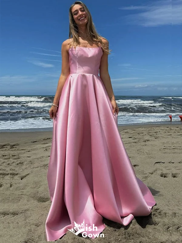 Elegant Spaghetti Straps Lace up Back A-line Long Party Dress Prom Dresses, WGP969 Tunics Stylish elegant