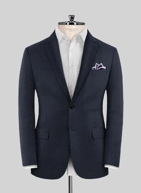 Scabal Cosmopolitan Navy Blue Wool Jacket Notch Collar Jacket Peter Pan Collar Jacket Cowl Neck Jacket