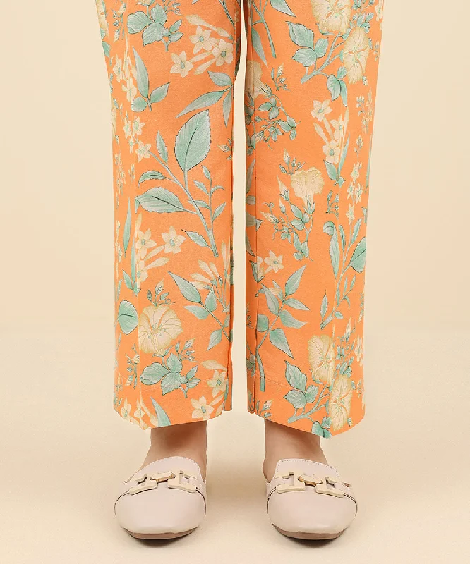Printed Cambric Straight Pants Soft Stretch Leggings