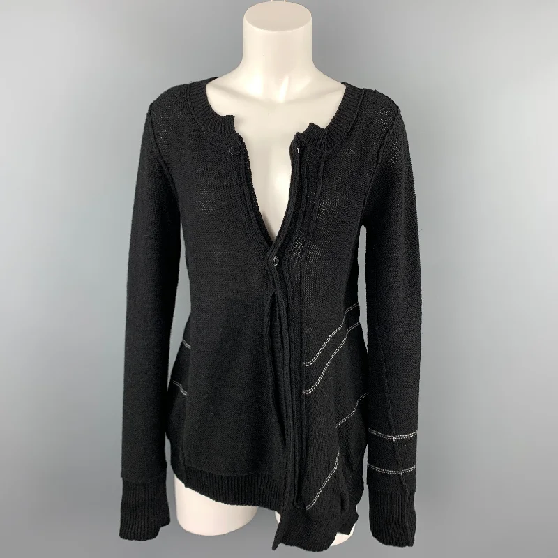 YOHJI YAMAMOTO NOIR Size S Black Knitted Wool Blend Cardigan Button Cardigan Zip Cardigan Pullover Cardigan YOHJI YAMAMOTO NOIR Size S Black Knitted Wool Blend Cardigan Button Cardigan Zip Cardigan Pullover Cardigan