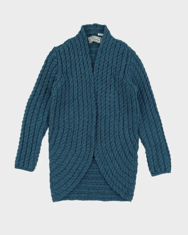 Blue Irish Knitted Cardigan - S Mesh Fabric Canvas Fabric Denim Fabric
